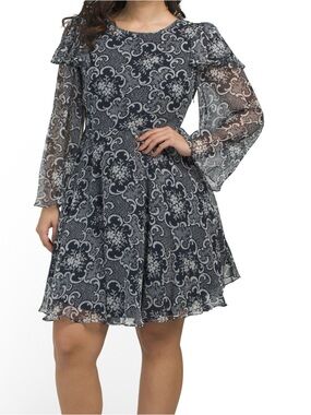 Rebecca Taylor Rochelle Fleur Ruffle Silk Dress